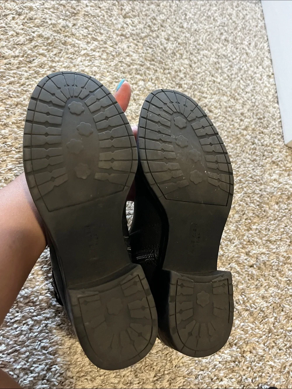 Anne Klein Black Leather Ankle Booties with Buckle Detail